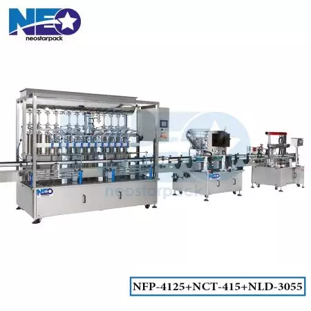 Automatic 12-Nozzle Piston Filling Capping Labeling Line - Automatic 12-Nozzle Piston Filling Capping Labeling Line